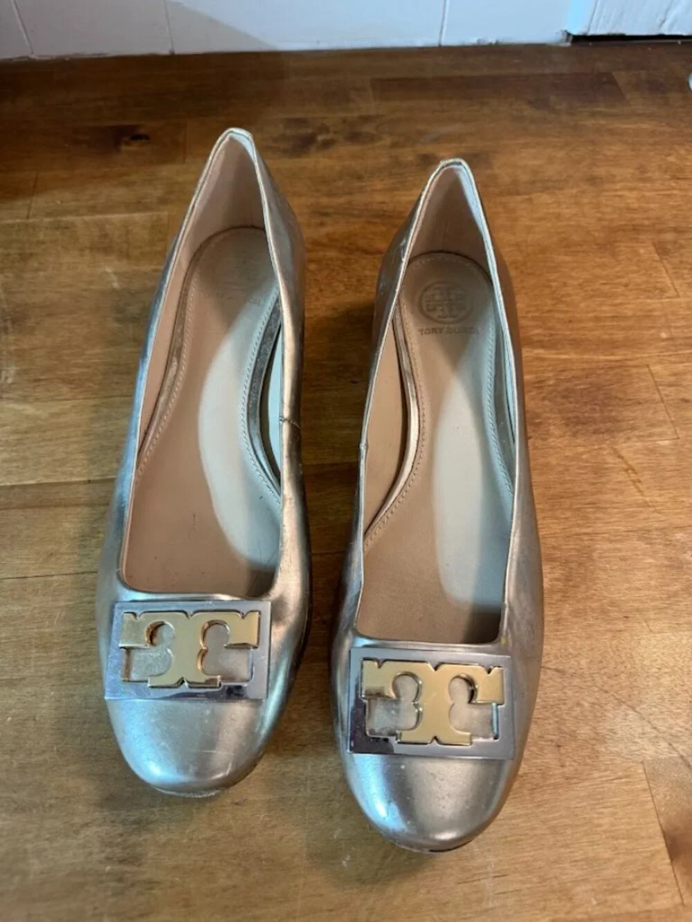 Authentic Rare Tory Burch Gigi Dress Mirror Metallic Pump Size 8 Shoes‎